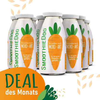 SmoothieDog Moro 8er-Pack (8×250 ml): Natürlicher Karottensmoothie für Hunde – für eine gesunde Verdauung und ein gutes Bauchgefühl. November-Aktion: Kaufe 8 Flaschen, zahle 6 – zwei gratis.